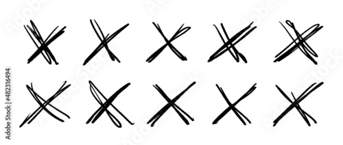 Fotografia A set of scribble crosses to cross out or mark text