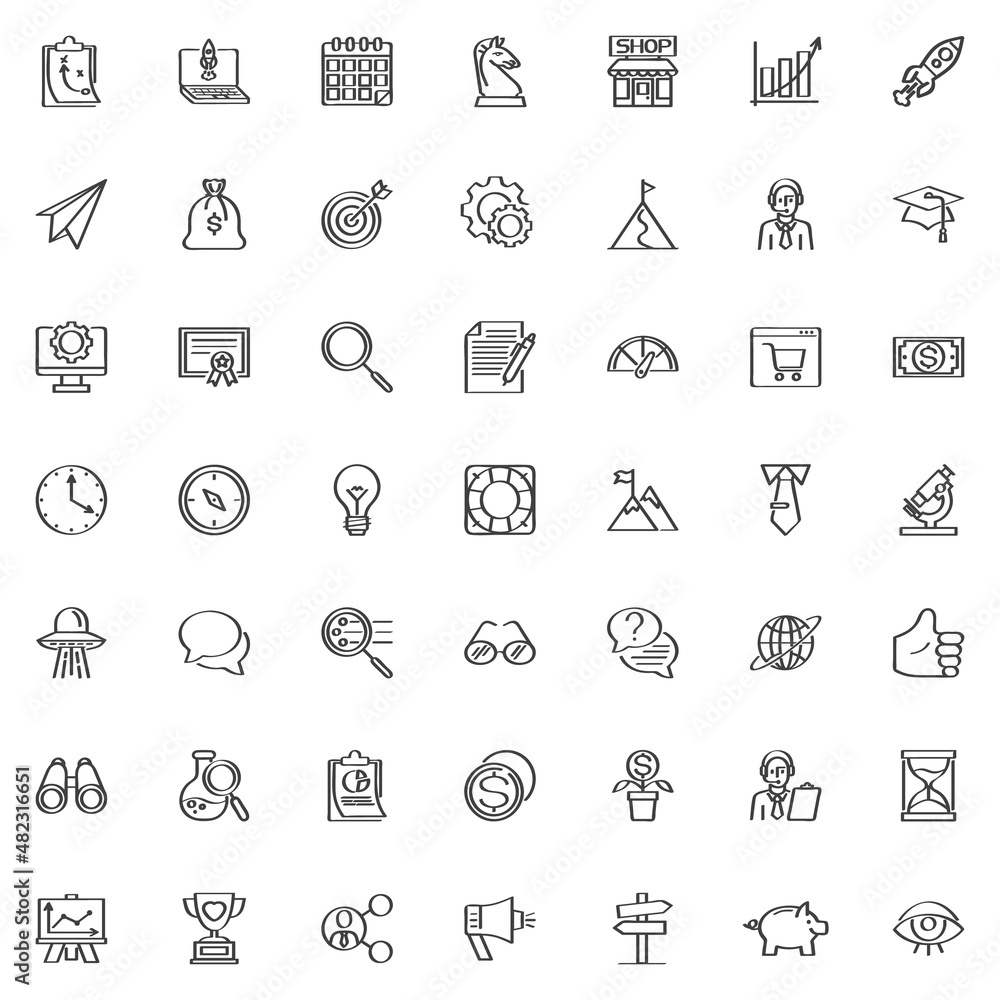 Business startup line icons set Business startup line icons set