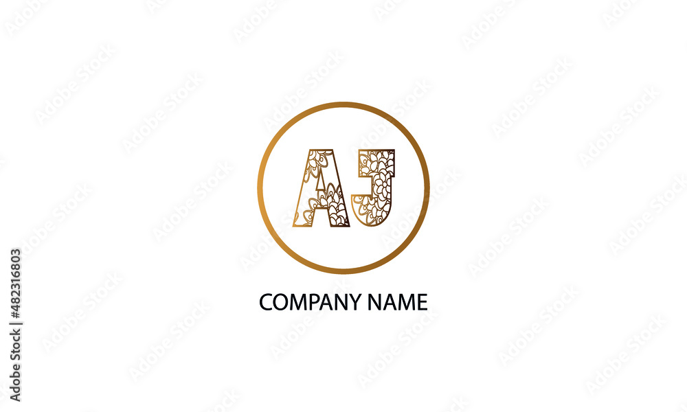 Letter AJ or JA logo in circle  abstract monogram vector logo template
