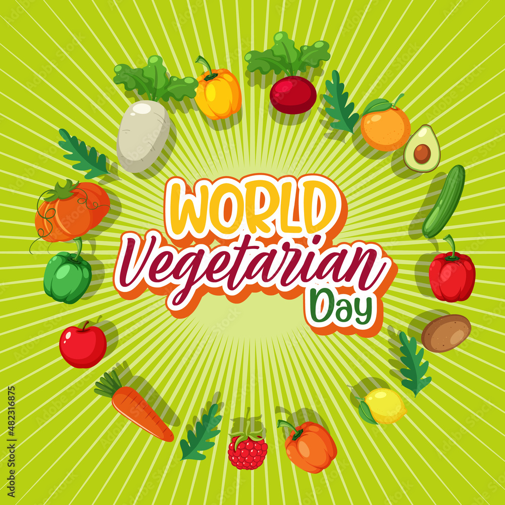 World Vegetarian Day logo with vegetable and fruit