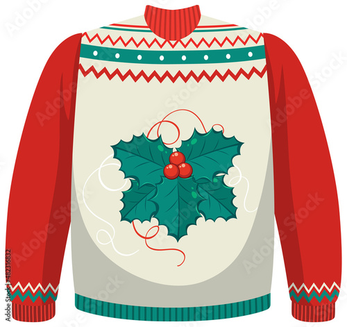 Christmas sweater with christmas berries pattern