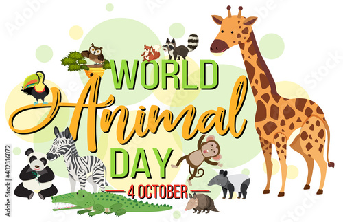 World Animal Day banner with wild animals
