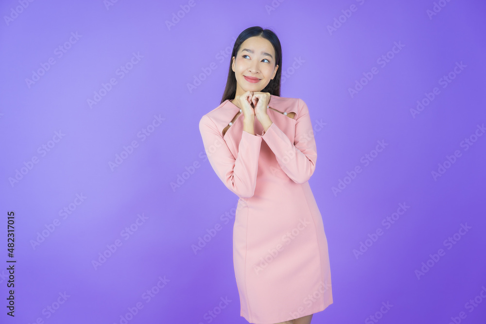 Portrait beautiful young asian woman smile with action Portrait beautiful young asian woman smile with action
