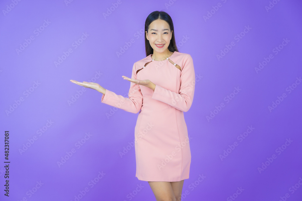 Portrait beautiful young asian woman smile with action Portrait beautiful young asian woman smile with action