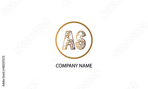 Letter AS or SA logo in circle abstract monogram vector logo template