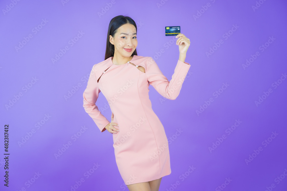 Portrait beautiful young asian woman smile with credit card Portrait beautiful young asian woman smile with credit card
