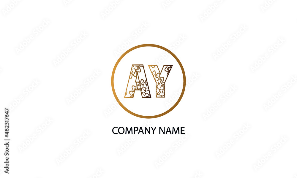 Letter AY or YA logo in circle abstract monogram vector logo template Letter AY or YA logo in circle abstract monogram vector logo template