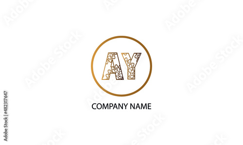 Letter AY or YA logo in circle abstract monogram vector logo template