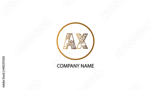 Letter AX or XA logo in circle abstract monogram vector logo template