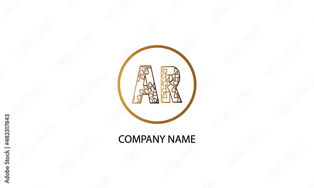 Fototapeta premium Letter AR or RA logo in circle abstract monogram vector logo template