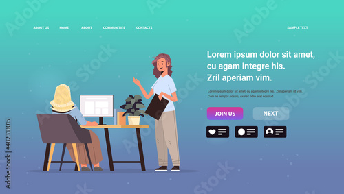 businesswomen couple discussing during meeting business people working together teamwork concept