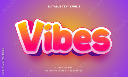 Editable colourful vibes 3d text effect
