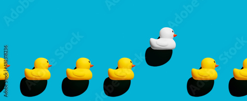 Print op canvas Rubber duck stands out from the crowd