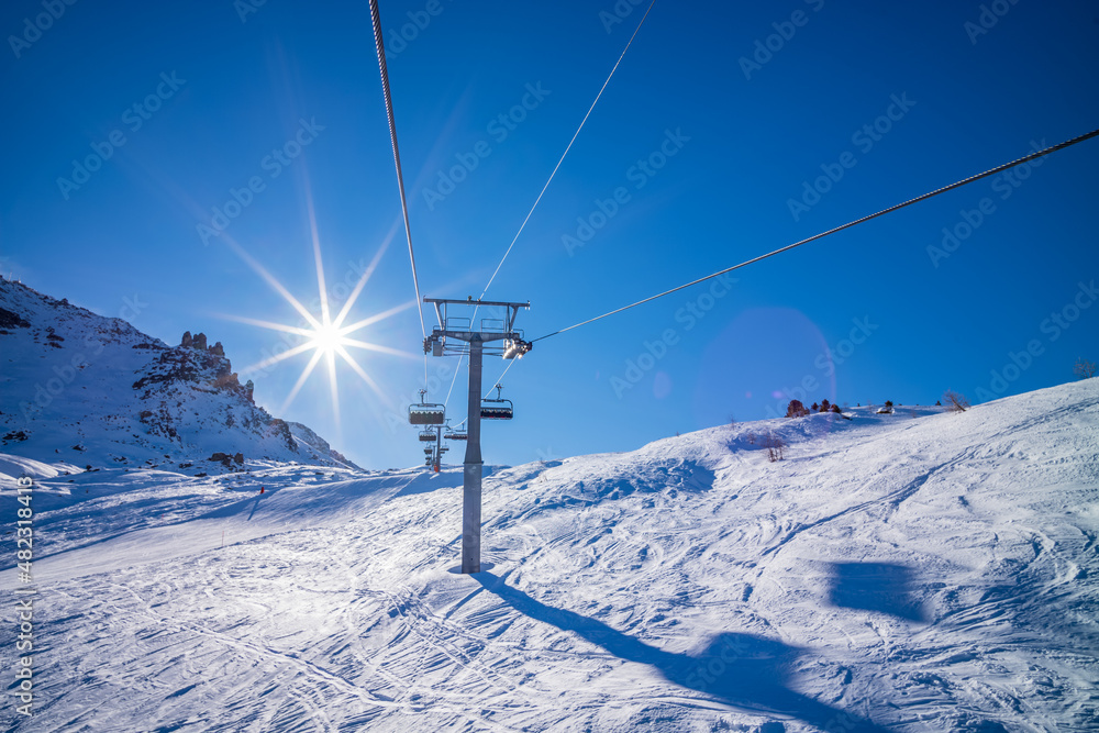 ski lift in the swiss mountains ski lift in the swiss mountains
