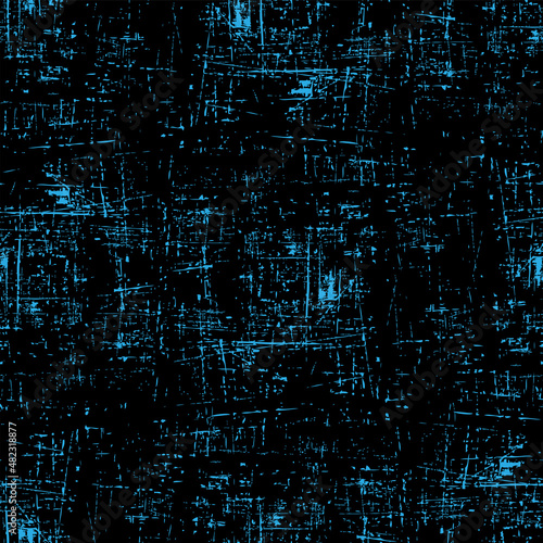 abstract seamless geometric pattern. blue grunge on black background