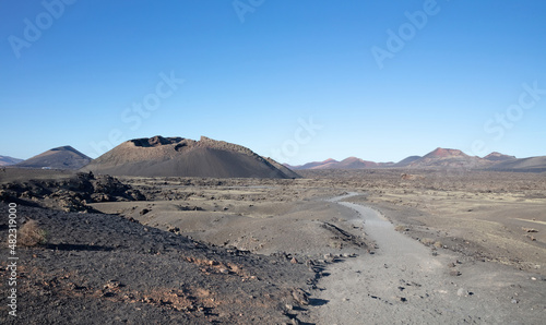 Landscape near El Cuervo volcano at Lanzarote island  Canary Islands