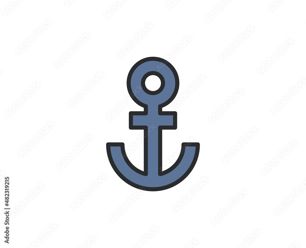 Anchor flat icon. Thin line signs for design logo, visit card, etc. Single high-quality outline symbol for web design or mobile app. Marketing outline pictogram. Anchor flat icon. Thin line signs for design logo, visit card, etc. Single high-quality outline symbol for web design or mobile app. Marketing outline pictogram.