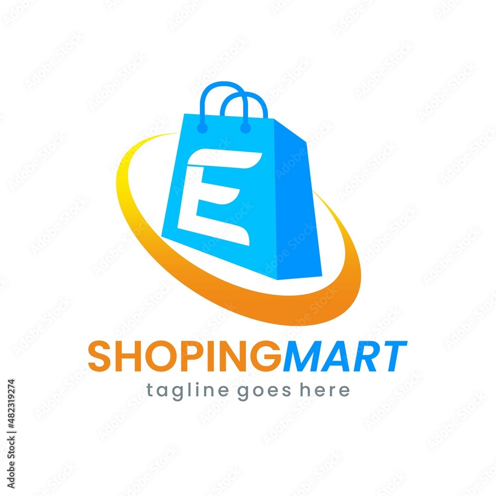 Letter E Shop Bag Logo Design Letter E Shop Bag Logo Design