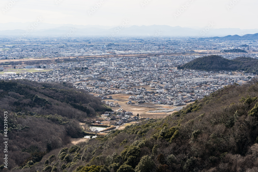 栃木百名山 大小山の風景　登山道から観る足利市