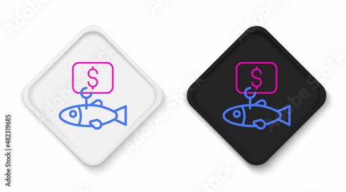 Line Price tag for fish icon isolated on white background. Colorful outline concept. Vector