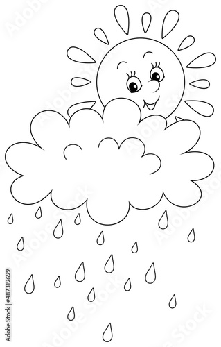 Cute friendly smiling sun a...