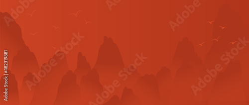 Chinese new year background vector. Oriental festive art mountain design for place text and product images. Design for sale banner, cover and invitation.
