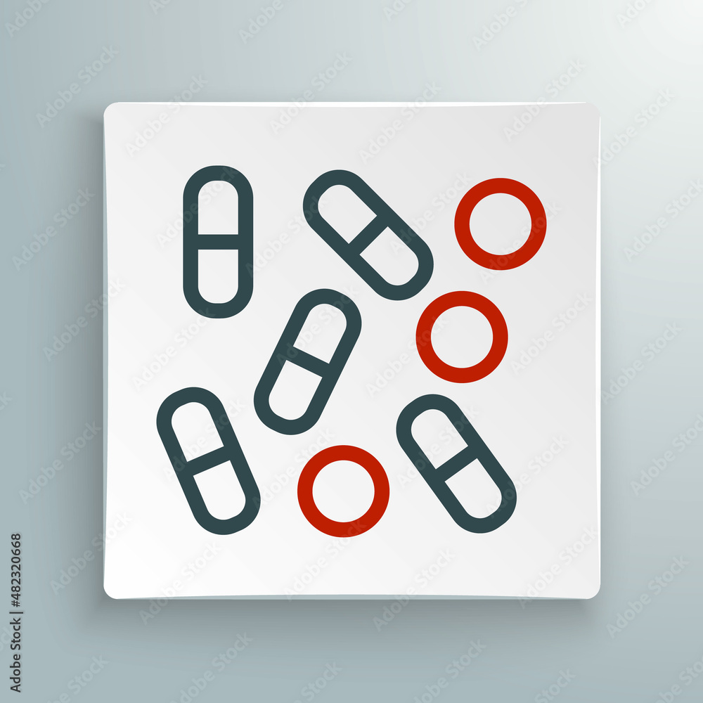 Line Medical pill bottle biohacking icon isolated on white background. Pharmacy biohacking. Colorful outline concept. Vector Line Medical pill bottle biohacking icon isolated on white background. Pharmacy biohacking. Colorful outline concept. Vector