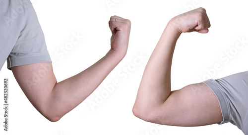 sum 2 photo of biceps on white background