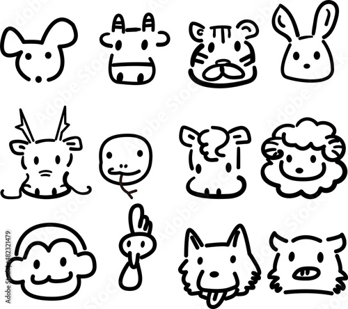 十二支イラスト 線画