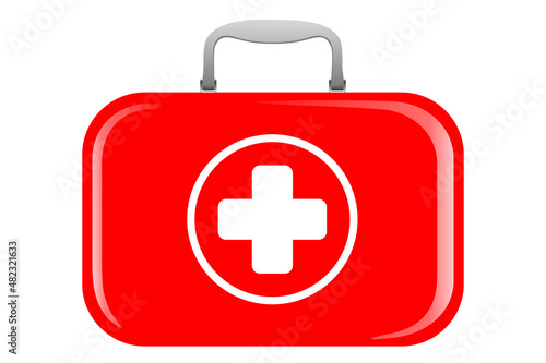 first aid kit on white back...