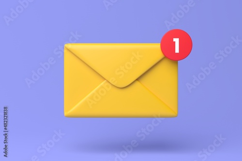 Email notification icon 3d render illustration