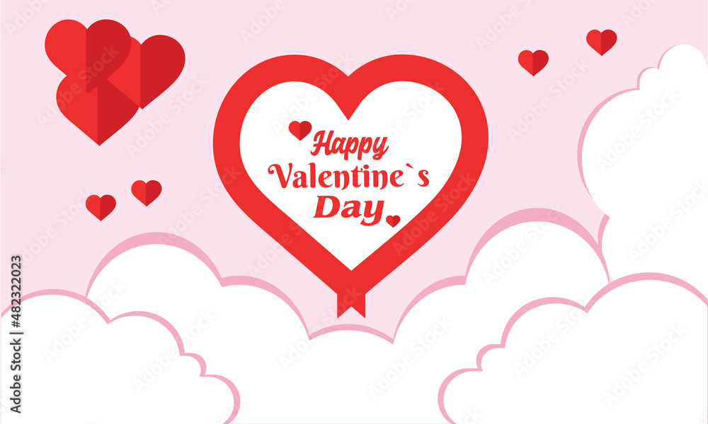 Valentine's Day sale background. Romantic composition with hearts and serpentine. Vector illustration for website , posters, ads, coupons, promotional material , 14 February ,valentines day  2022