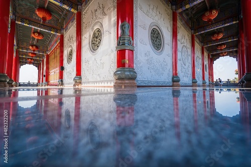 Bangkok, Thailand - December, 20, 2021 : View of Wat Borom Raja Kanjanapisek Wat Leng Nei Yee 2 Temple in Leng Noei Yi 2 . photo