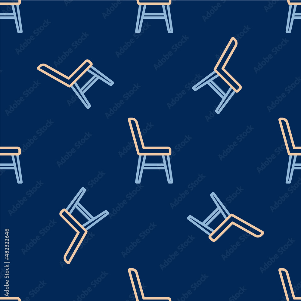 Line Chair icon isolated seamless pattern on blue background. Vector Line Chair icon isolated seamless pattern on blue background. Vector