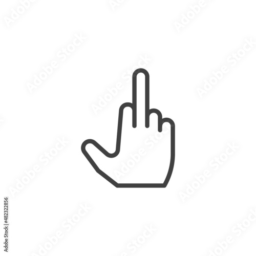 Middle finger gesture line icon