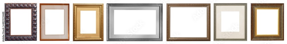 set picture frames isolated on white background retro gilding gold silver antique set picture frames isolated on white background retro gilding gold silver antique