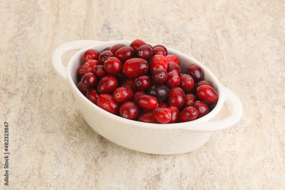 Ripe sweet tasty cranberry in the bowl Ripe sweet tasty cranberry in the bowl