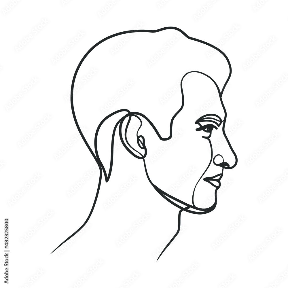 Continuous line art drawing of man face. Hand drawn minimalist style Continuous line art drawing of man face. Hand drawn minimalist style