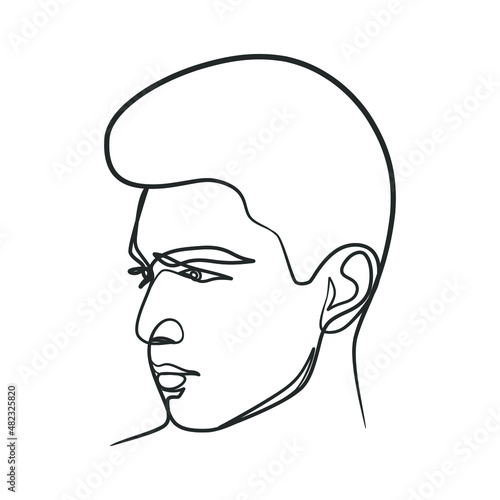 Continuous line art drawing of man face. Hand drawn minimalist style