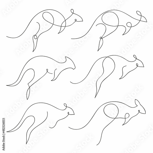 One line kangaroo design silhouette. Hand drawn minimalism style vector illustration