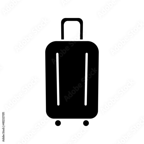 Suitcase black glyph icon isolated. Vector