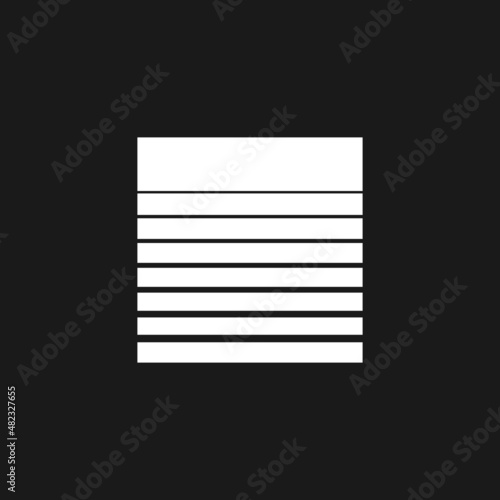 Retrowave striped square 1980s style. Synthwave black and white rectangle shape, retrowave design element. Square flat geometry for poster, cover, merch in vaporwave style.