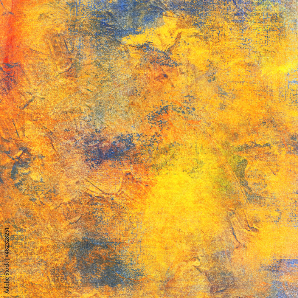 Abstract Oil Painting Texture, Yellow, Blue, Orange