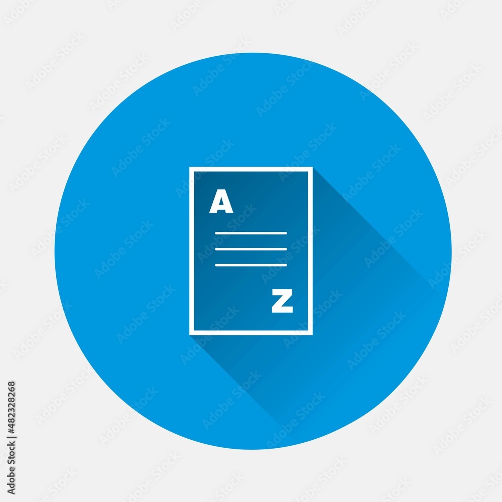 Vocabulary book icon on blue background. Flat image with long shadow. Layers grouped for easy editing illustration. For your design. Vocabulary book icon on blue background. Flat image with long shadow. Layers grouped for easy editing illustration. For your design.