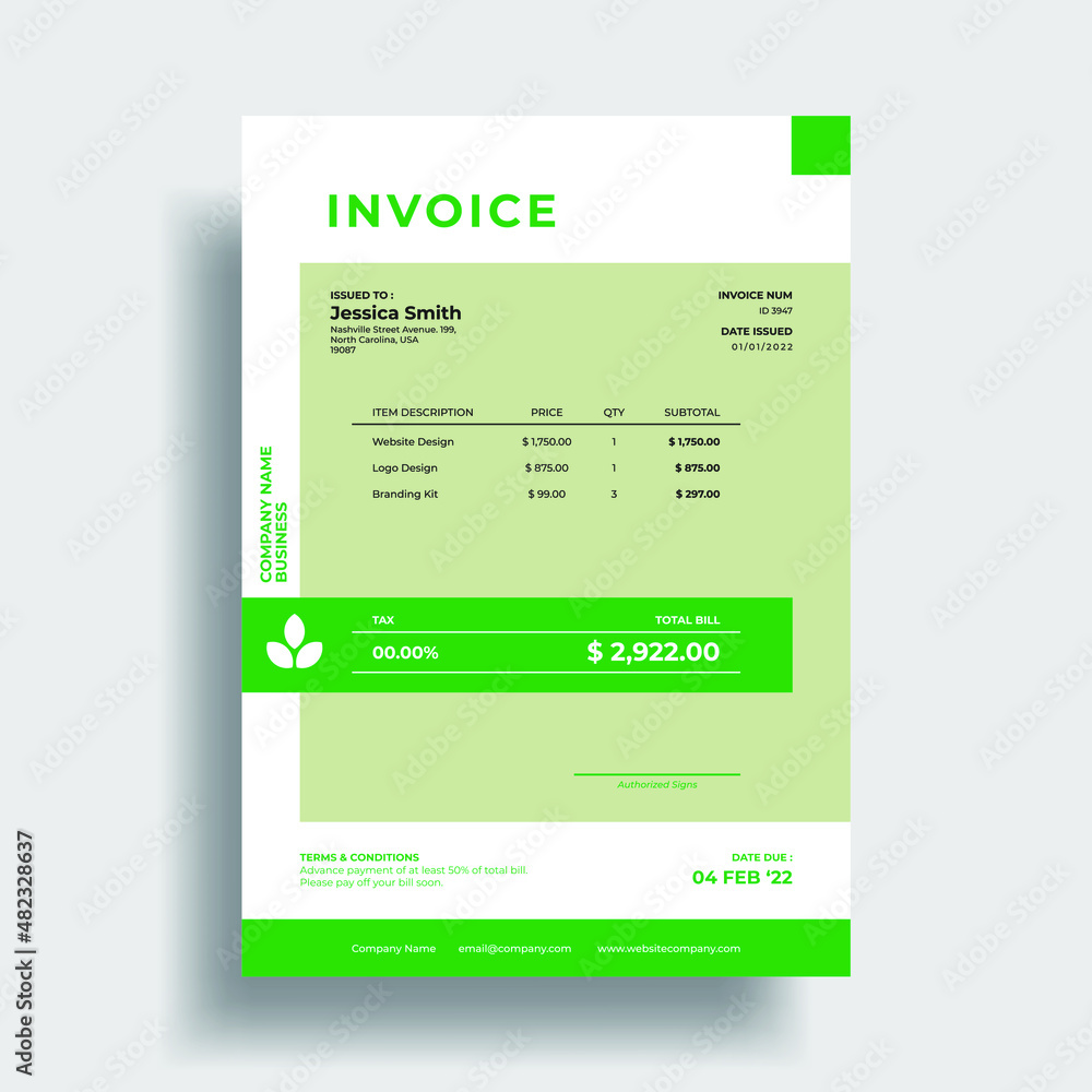 Simple and modern invoice design template