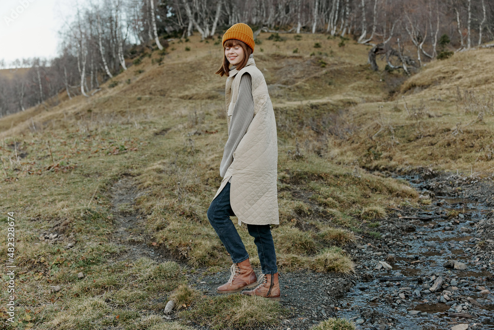 young woman fun travel autumn fresh air nature entertainment relaxation young woman fun travel autumn fresh air nature entertainment relaxation