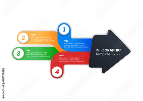Infographic arrow shape with four option, four element, colorful template vector illustration