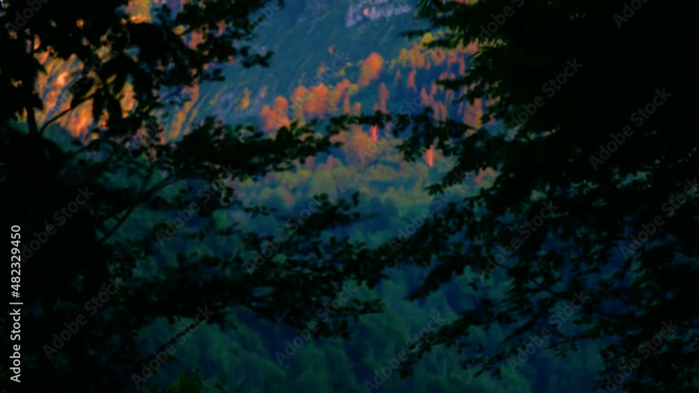 Sunrise and beautiful view, red and yellow trees. Georgia Sunrise and beautiful view, red and yellow trees. Georgia