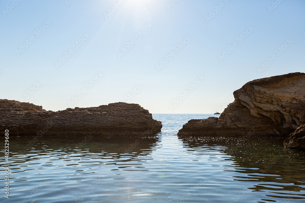 large sea stones gorge in the water