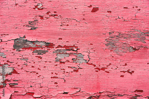 Old red wood texture details background, Paint wooden wall backdrop and copy space.